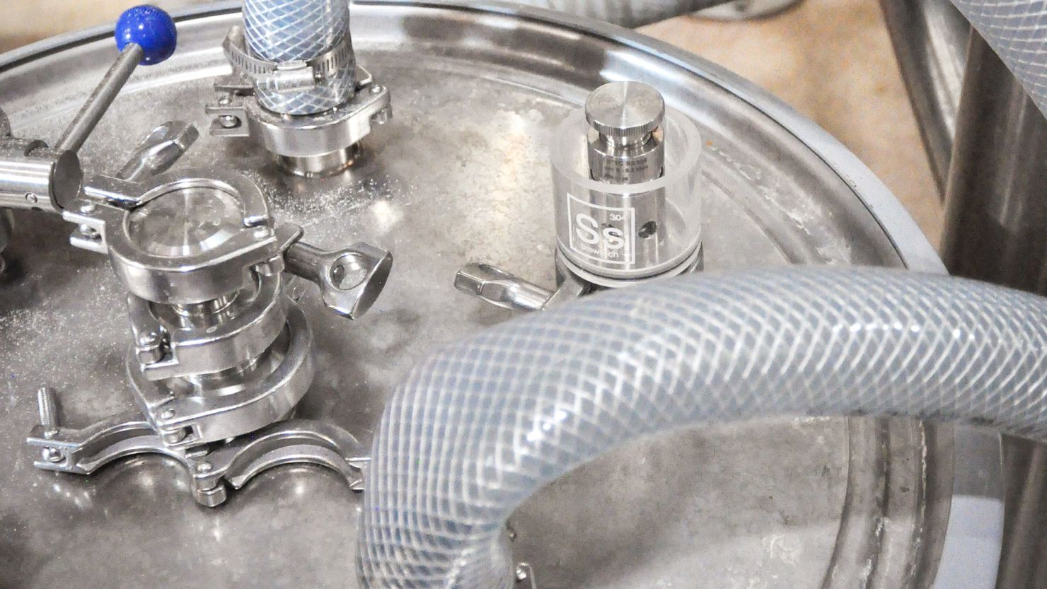 CO2 is captured from Denver Beer's fermentation cellar into this CO2 tank and then filtered into a liquid form into the CO2 tank to be utilized in The Clinic's cannabis plants.